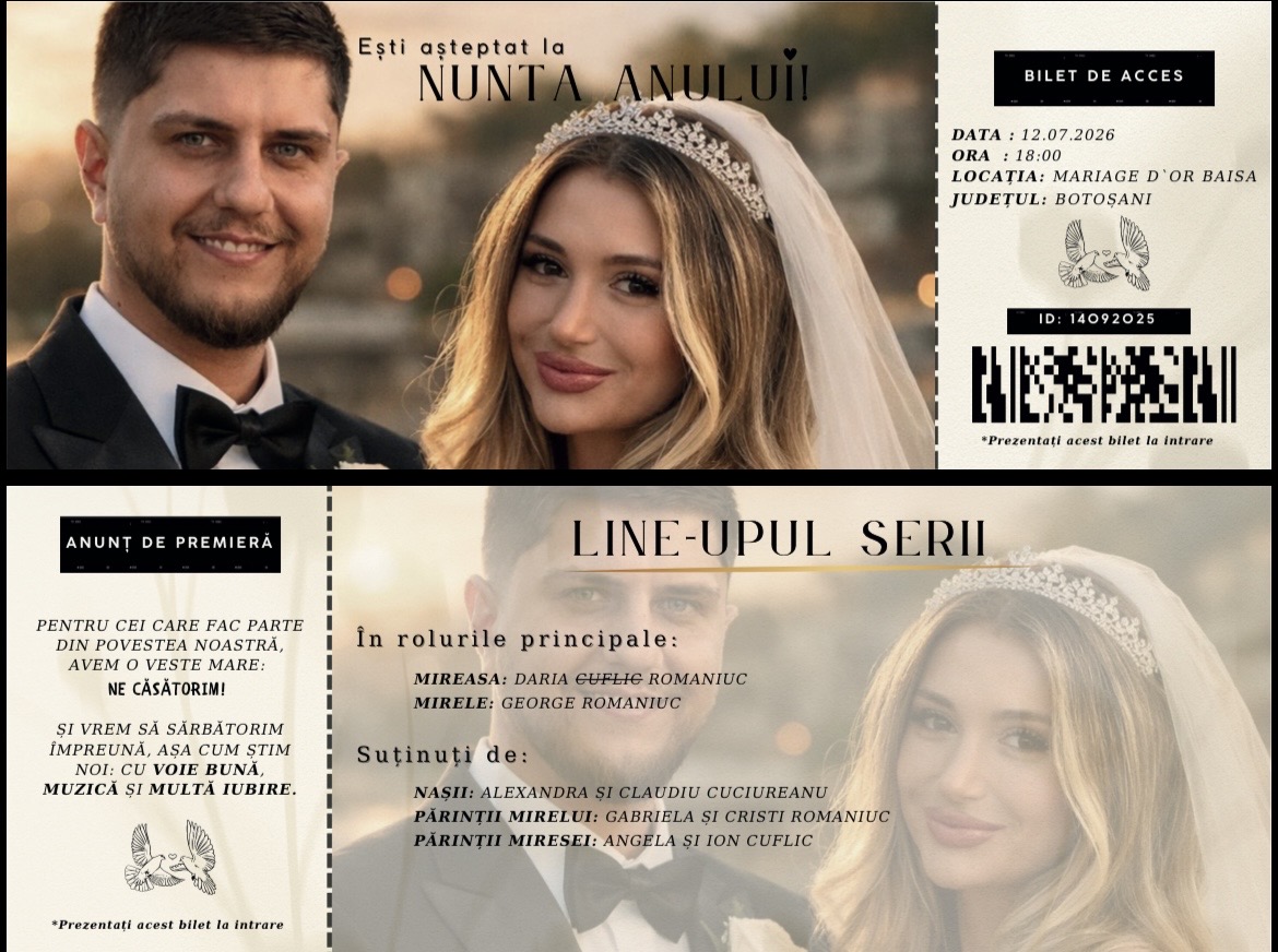 Design Invitație de Nuntă „Ready to Print” (Format Gata de Tipar)